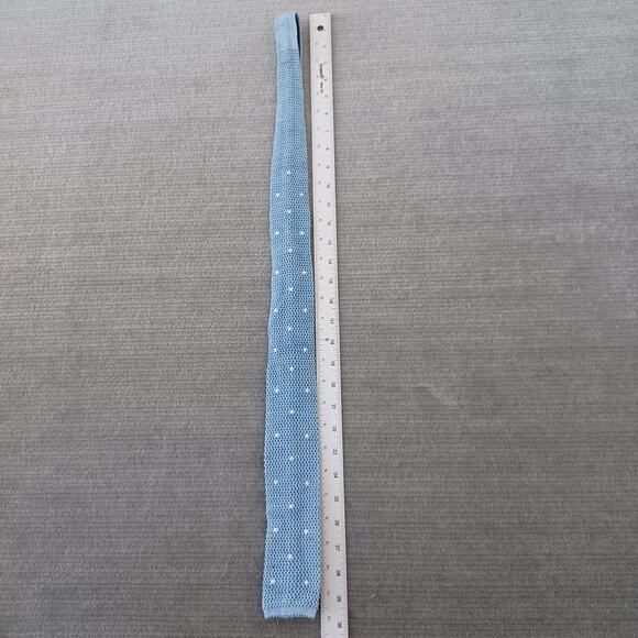 Brooks Brothers Knit Tie Blue Linen Cotton Blend Made in Italy Square Preppy - Picture 10 of 11